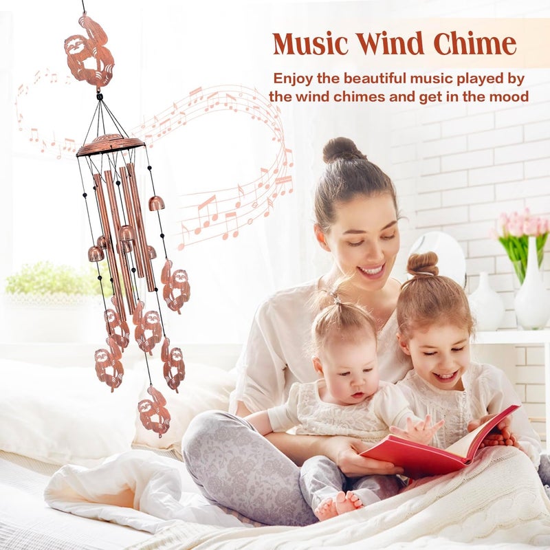 EZTZEN Sloth Wind Chimes Outdoor Sloth Gifts for Women/Men/Mom/Wife/Grandma Birthday Gifts Memorial Gift Metal WindChimes for Outside/Indoors, Lawn, Patio, Home, Porch, Yard Decor, Garden Decorations - Image 4